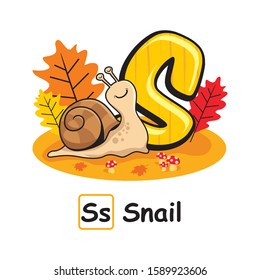 Autumn Animals Alphabet Cartoon Snail