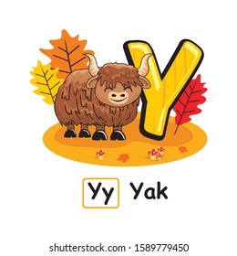 Autumn Animals Alphabet Cartoon Yak