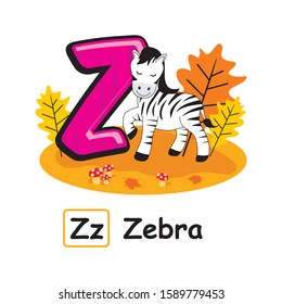 Autumn Animals Alphabet Cartoon Zebra