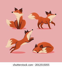 Autumn animals. Fall october season. Wild forest animals, wildlife.  Autumn woodland children design background. Orange nature. Baby vector illustration. 
