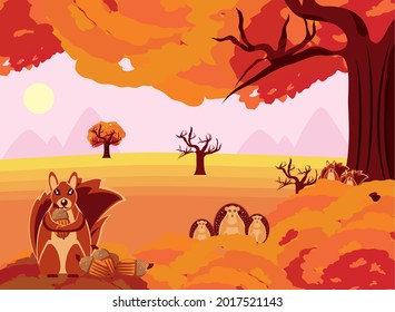 autumn animals forest and landscape