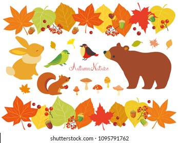 Autumn Animals And Nleaves