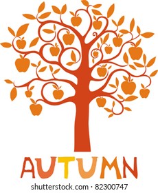 autumn. apple tree. Vector illustration