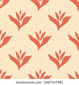 Otoño armful de hojas de patrón sin fisuras. Fondo de repetición geométrica de otoño. Vector dibujado a mano ilustración.