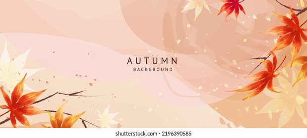Autumn art background and colorful watercolor foliage  Japanese maple leaves  Fall season vector illustration for cover  print  wallpaper  decor  interior design