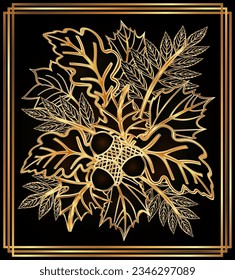 Autumn Art Deco Vip card, vector illustration