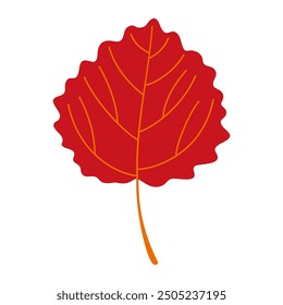 Autumn aspen Leaf. Hand drawn trendy flat style isolated. autumn leaf, golden season. Vector illustration