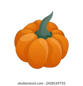 Autumn attribute of colorful set. This illustration seamlessly blends design and cartoon design elements to depict a pumpkin as a symbol of autumn. Vector illustration.