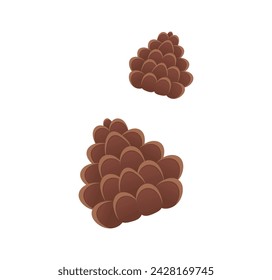 Autumn attribute of colorful set. This artwork portrays a cones in a captivating cartoon design, symbolizing the essence of autumn in a charming nature style. Vector illustration.
