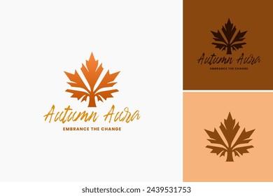 Autumn Aura logo design template, Autumn hub logo with colorful leaves and tree. Perfect for nature themed businesses, environmental organizations, or fall themed events promotion.