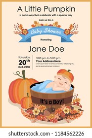 Autumn Baby Shower Invitation Card For Baby Boy 