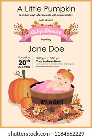 Autumn Baby Shower Invitation Card For Baby Girl 