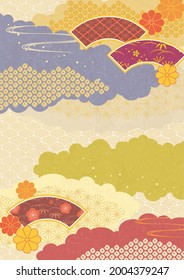 autumn backbround with Japanese traditional patterns