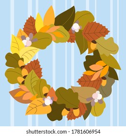 Autumn backgroun. Wreath of leaves