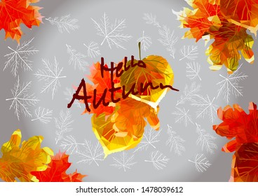 autumn background. autumn abstract leaves on grey