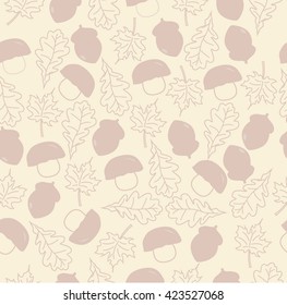 autumn background with acorns and leaves. Pattern for decoration. The template for the scrapbook. Vector illustration
