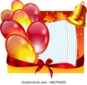 Autumn background with balloons and maple leaves. Invitation for a holiday, birthday, party. A card, a business card, a poster, a ticket for the autumn sale.Autumn. Card for the inscriptions.