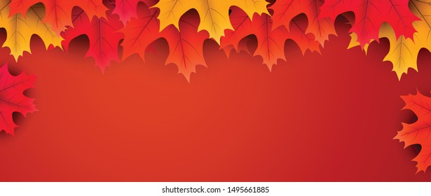 Autumn background with beautiful colorful maple leaves. Season decoration - Vector
