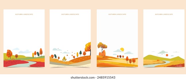 autumn background with beautiful natural scene for a4 vertical design