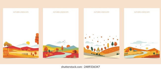 fondo de otoño con el escenario natural hermoso para el diseño de la Vertical a4