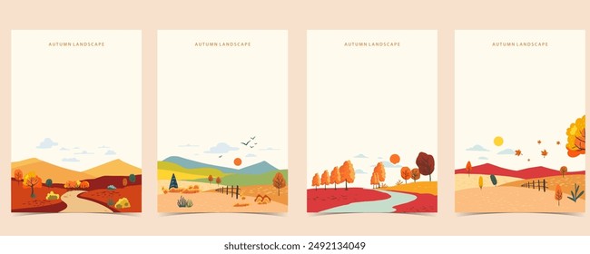 autumn background with beautiful natural scene for a4 vertical design