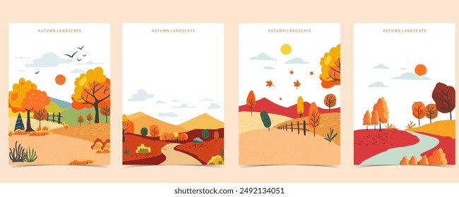 autumn background with beautiful natural scene for a4 vertical design