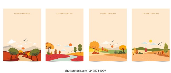 autumn background with beautiful natural scene for a4 vertical design