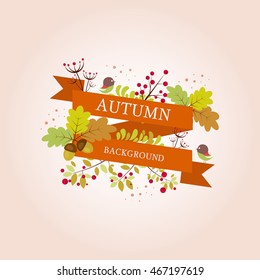 Autumn background with birds