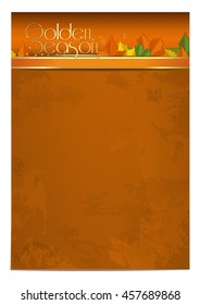 Autumn background. Blank template with place for text. Old paper. Grunge texture. Golden Season. Vector illustration
