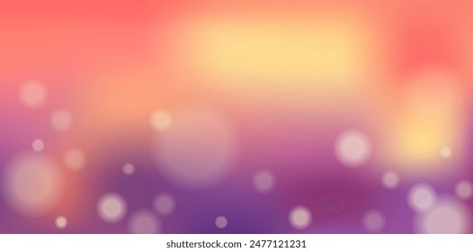 Autumn background with bokeh nature light on pink violet gradient. Defocused sunlight effect with copy space. Vector illustration