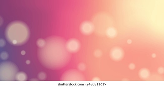 Autumn background with bokeh nature light on pink violet gradient. Defocused sunlight effect with copy space. Vector illustration