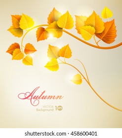 Autumn background. Branch with leaves. Vector eps 10.