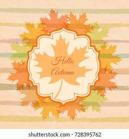 Autumn background. Bright fall leaves. Poster, card, label, banner, sale flyer design. Vector illustration