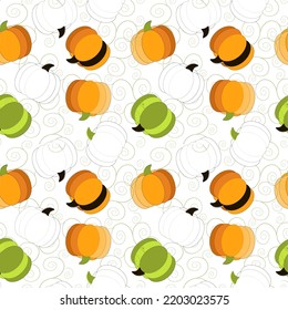 Fondo otoñal con calabazas brillantes.Ilustración vectorial