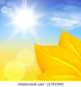 Autumn background with bright sun. EPS10 vector.