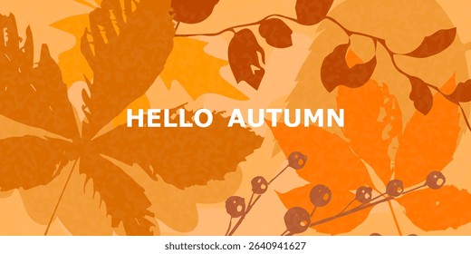 Autumn background with bright transparent leaves. Autumn banner cover, flyer, fall sales day design. Vector.