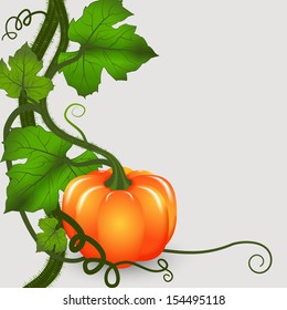 Autumn background. Bush pumpkins with space for text. Vector illustration.