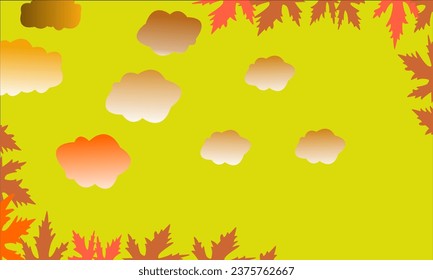 autumn background with clouds and leaves
