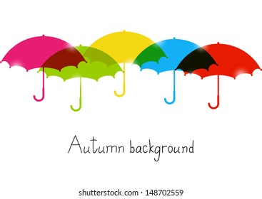 Autumn background with color umbrellas