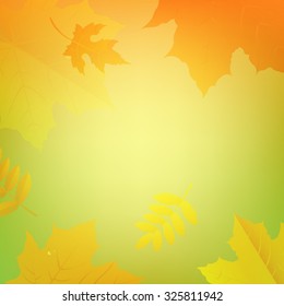 Fundo de outono com folhas coloridas com malha de gradiente, ilustração de vetor