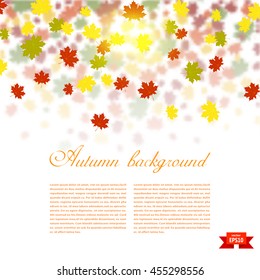Autumn background with colored maple leaves. changing seasons illustration. Banner, card, poster advertising. Stock vector illustration