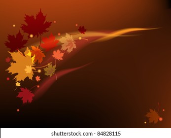 Autumn background with colorful leafs and flame.