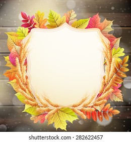 Autumn background with colorful leaves and place for text. EPS 10 vector file included