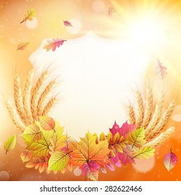 Autumn background with colorful leaves and place for text. EPS 10 vector file included
