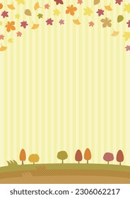 Autumn background with colorful leaves and stripes. Vector illustration. 