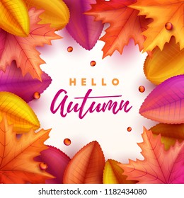 Autumn background with colorful leaves. Vector illustration.