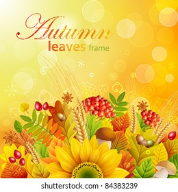 Autumn background with colorful leaves. Vector illustration. Check my portfolio for raster version.