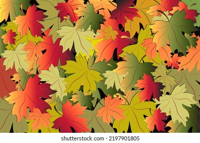 Autumn background - colorful maple leaves. Vector image.