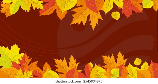 Autumn background with colorful maple and lime leaves