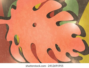 Fondo otoñal. Colorida ilustración de afiche vectorial. Las hojas de Monstera. Plantas exóticas, arte impreso para belleza, moda y productos naturales, salud y eventos.